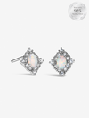 Oval Opal Halo Stud Earrings