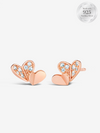 Dainty Folded Heart Duo Rose Gold Stud Earrings