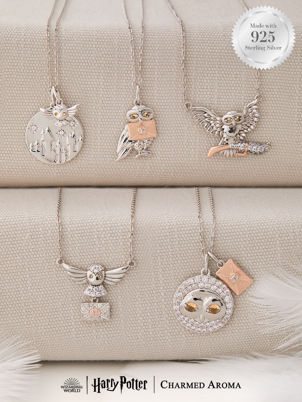 Harry Potter™ Hedwig Owl Candle - 925 Sterling Silver Hedwig Owl Necklace Collection