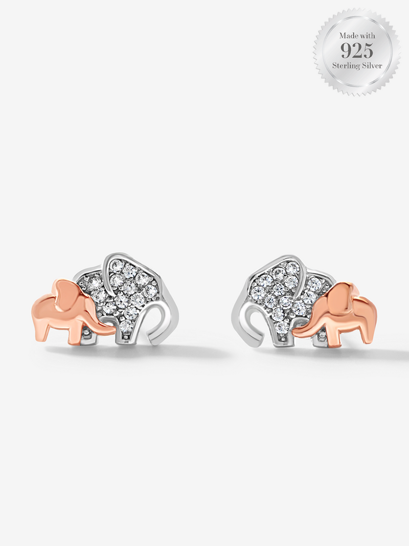 Mini Me Two Tone Elephant Stud Earrings