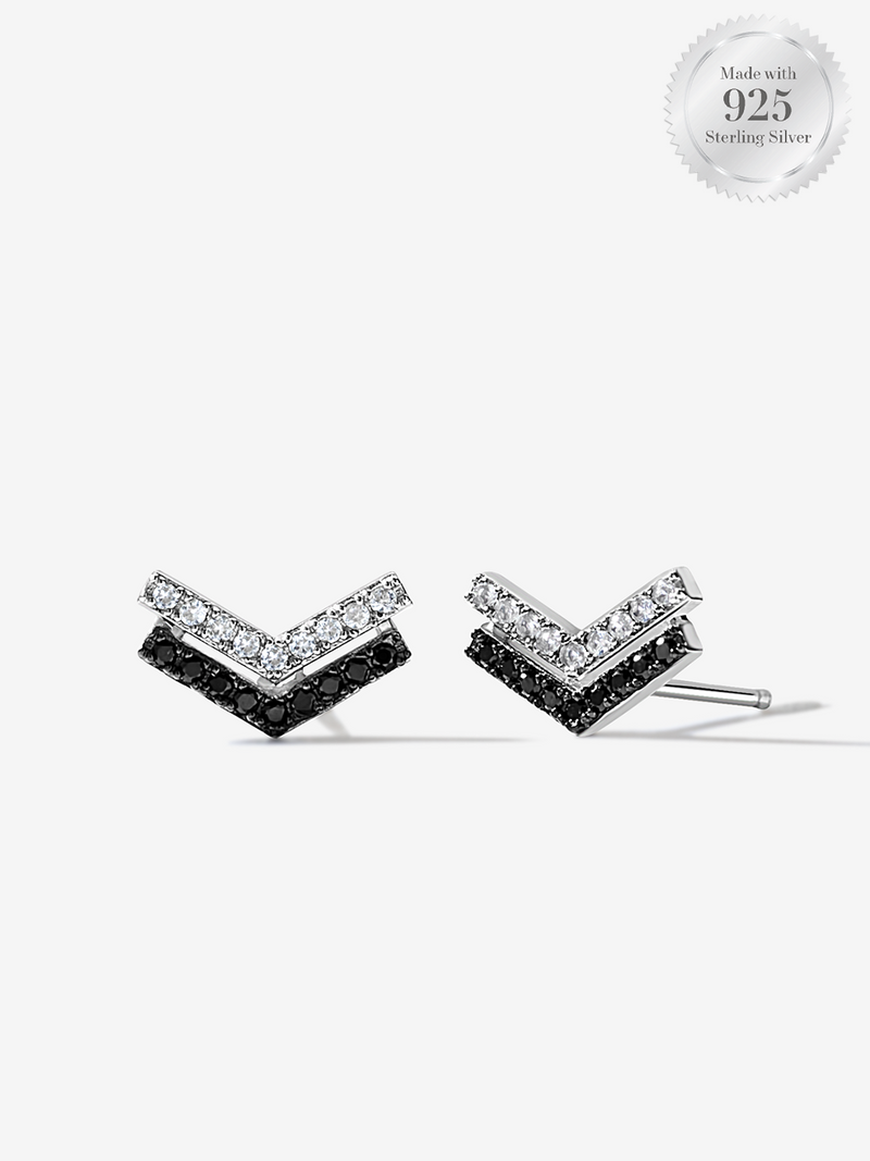 Double Wishbone Black & White Pavé Stud Earrings